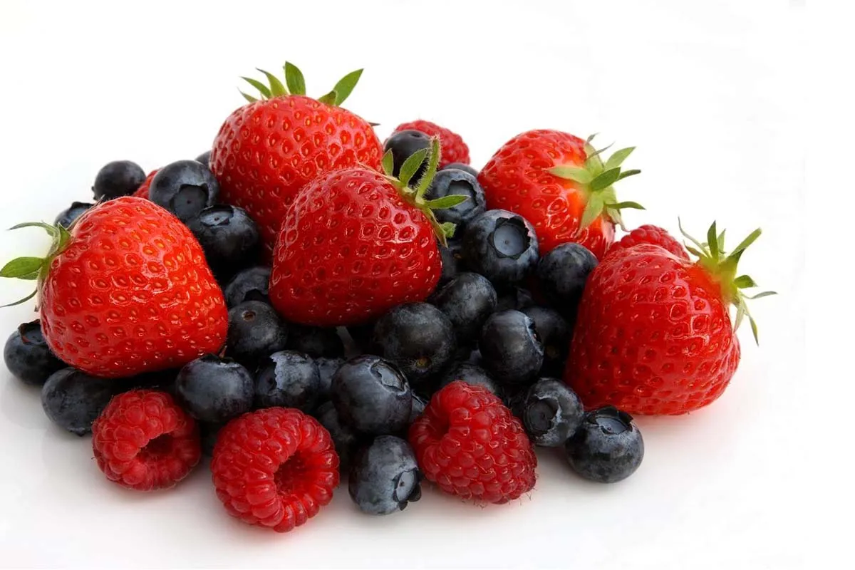 A handful of mixed berries